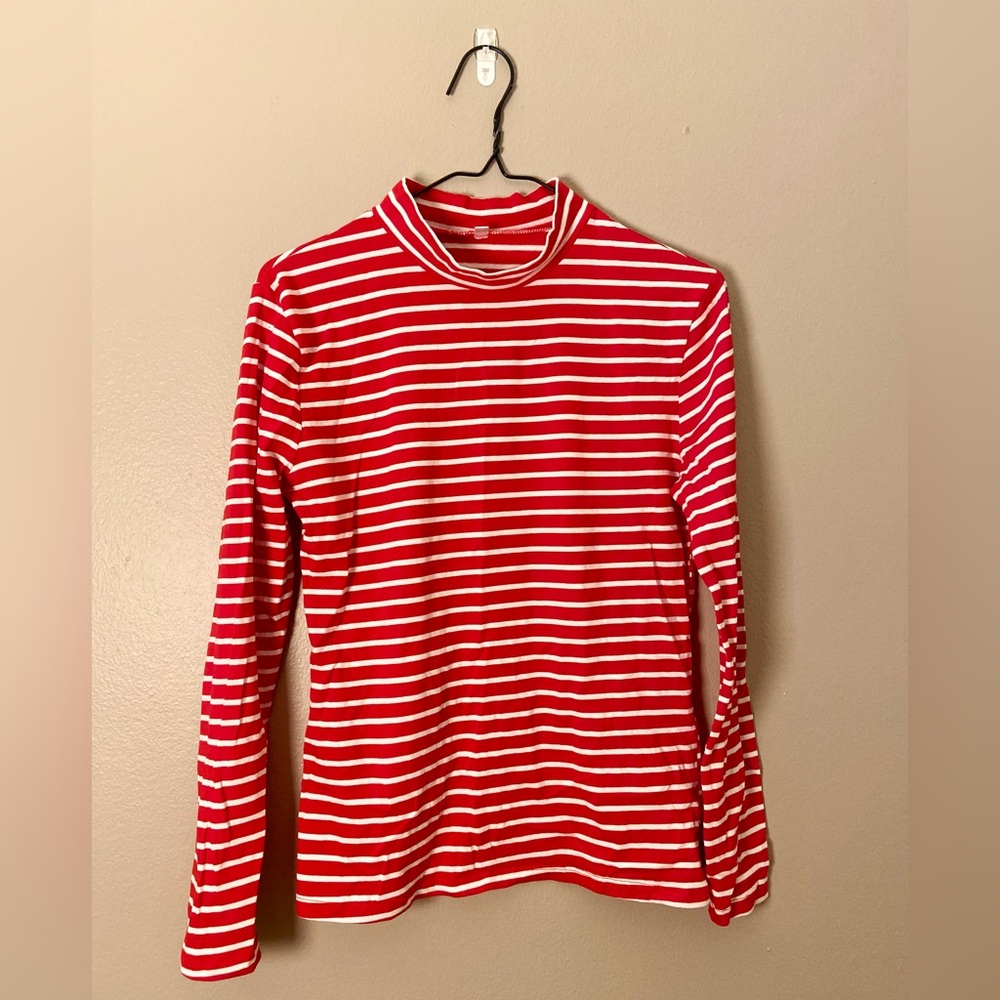 Red and white long-sleeve striped LilyCoco top